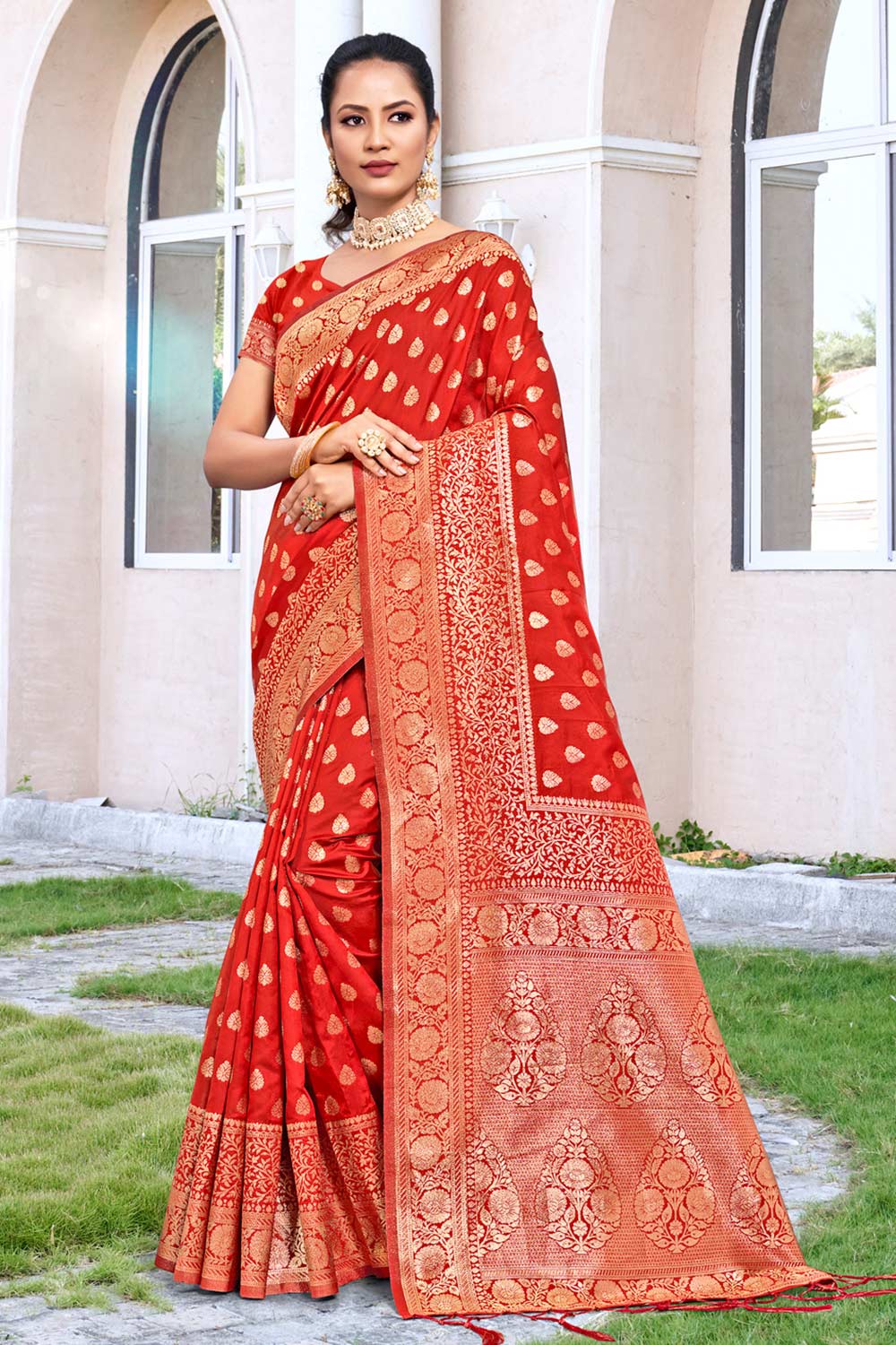 Red Silk Woven Saree