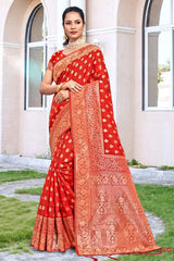 Red Silk Woven Saree