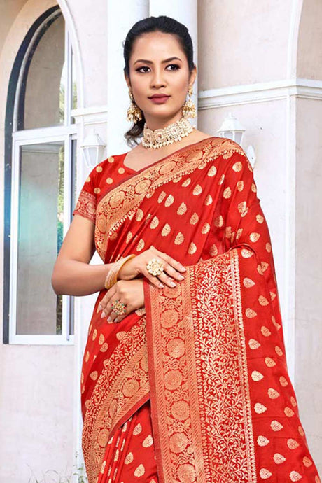 Red Silk Woven Saree