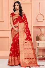 Red Silk Woven Saree