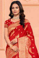 Red Silk Woven Saree