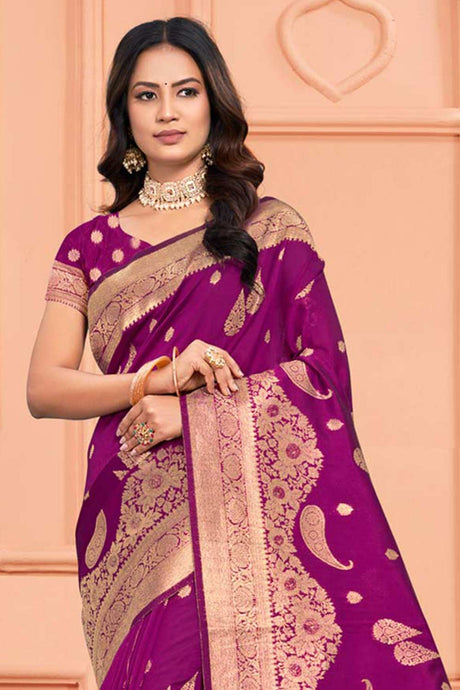 Purple Silk Woven Saree