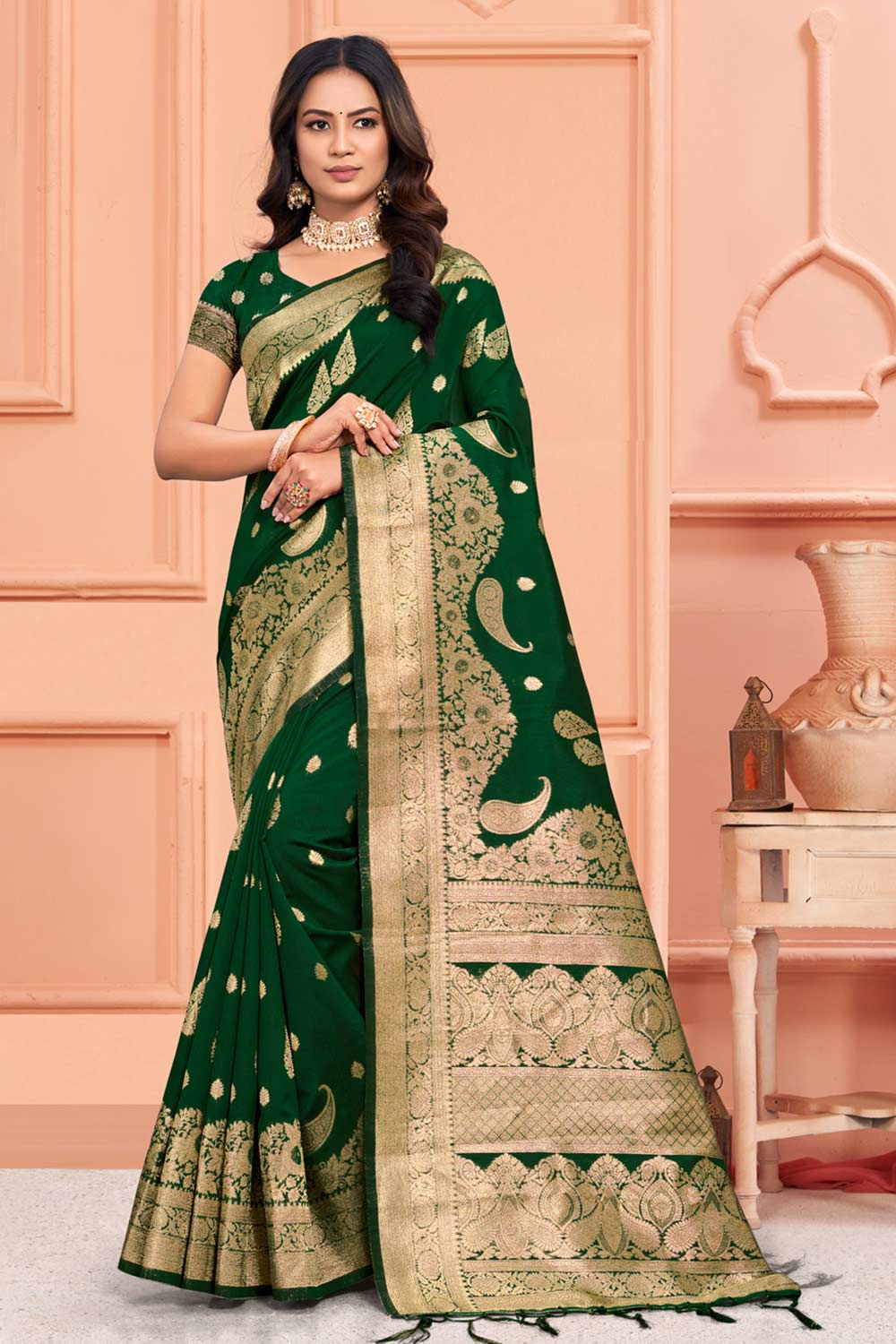 Green Silk Woven Saree