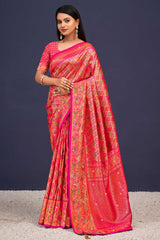 Pink Banarasi Silk Woven Saree