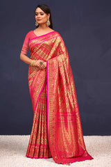 Pink Banarasi Silk Woven Saree