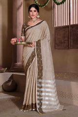 Grey Linen Solid Saree