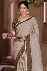 Grey Linen Solid Saree