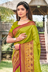 Green Banarasi Silk Floral Saree