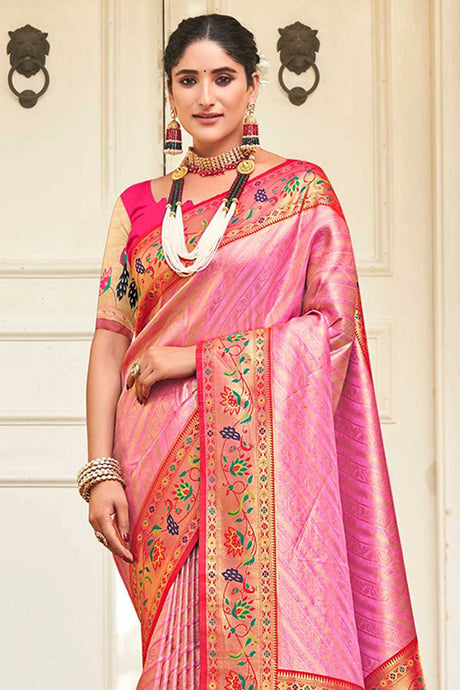 Pink Paithani Silk Woven Saree