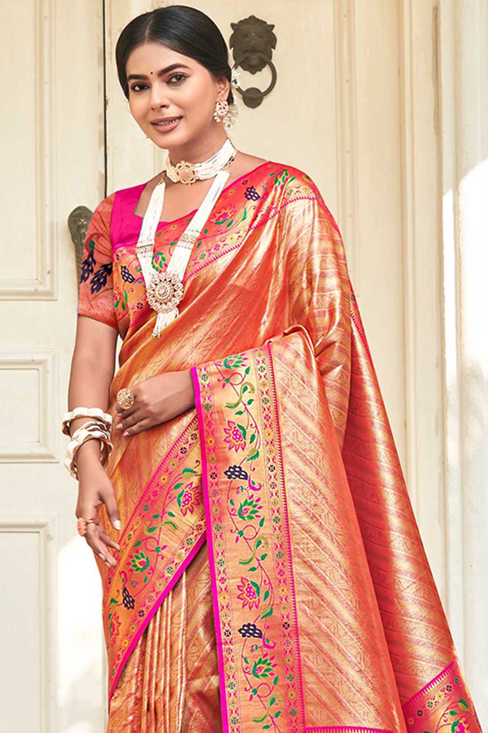 Red Paithani Silk Woven Saree