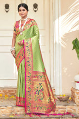 Green Paithani Silk Woven Saree