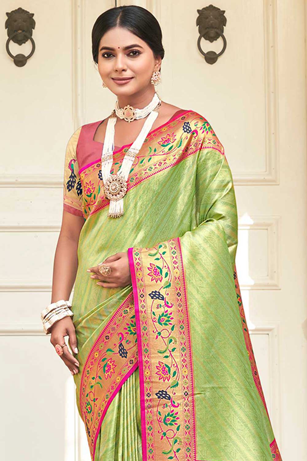 Green Paithani Silk Woven Saree