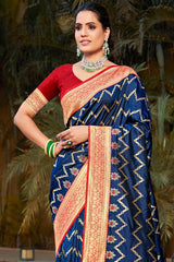 Blue Banarasi Silk Woven Saree