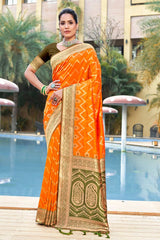 Yellow  Banarasi Silk Woven Saree