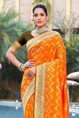 Yellow  Banarasi Silk Woven Saree