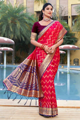 Pink Banarasi Silk Woven Saree