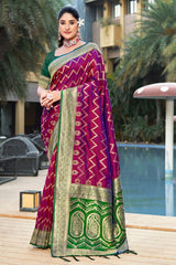 Purple Banarasi Silk Woven Saree