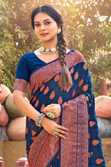 Blue Banarasi Silk Woven Saree