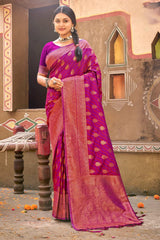 Pink Banarasi Silk Woven Saree