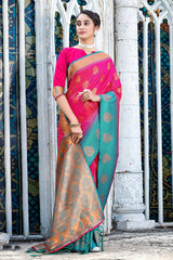 Pink Banarasi Silk Woven Saree