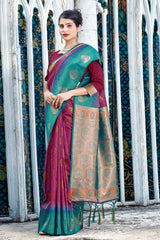 Blue Banarasi Silk Woven Saree