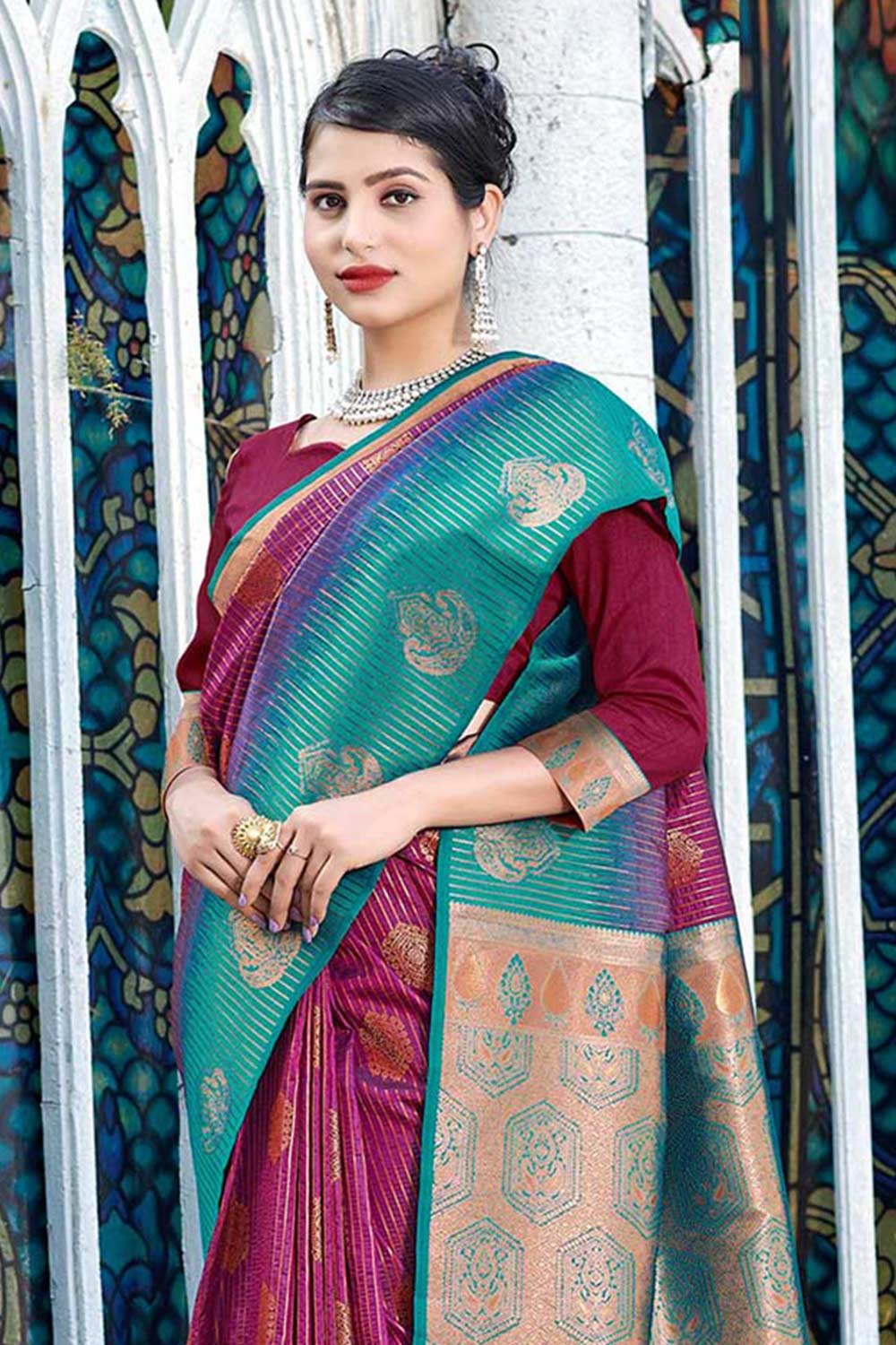 Blue Banarasi Silk Woven Saree