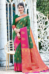 Green Banarasi Silk Woven Saree