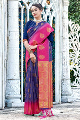 Blue Banarasi Silk Woven Saree