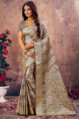 Grey South Silk Floral Saree