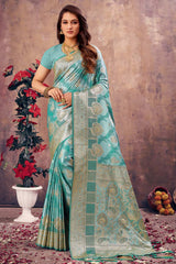 Blue South Silk Floral Saree