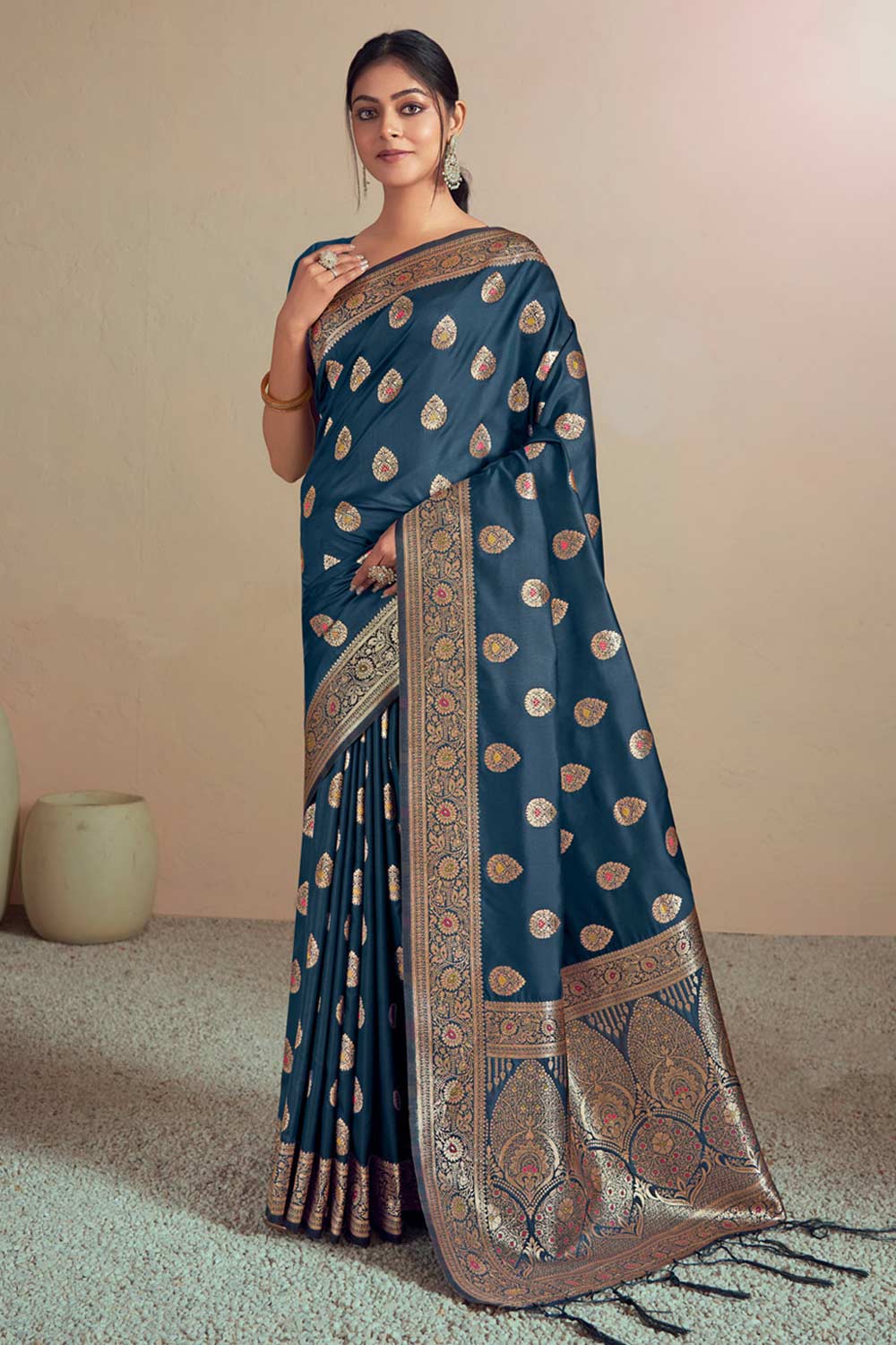 Blue Silk Woven Saree