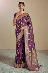 Purple Silk Woven Saree