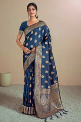 Blue Silk Woven Saree