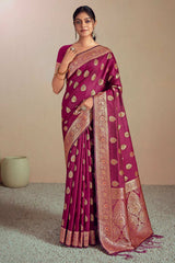 Maroon Silk Woven Saree