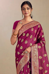 Maroon Silk Woven Saree