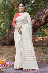 White Cotton Woven Saree