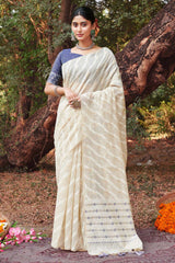 White Cotton Woven Saree