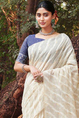 White Cotton Woven Saree