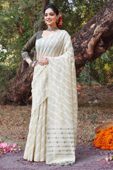 White Cotton Woven Saree