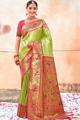 Green Paithani Silk Woven Saree