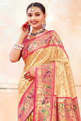 Gold Paithani Silk Woven Saree