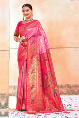 Pink Paithani Silk Woven Saree