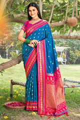 Blue Paithani Silk Woven Saree