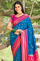 Blue Paithani Silk Woven Saree