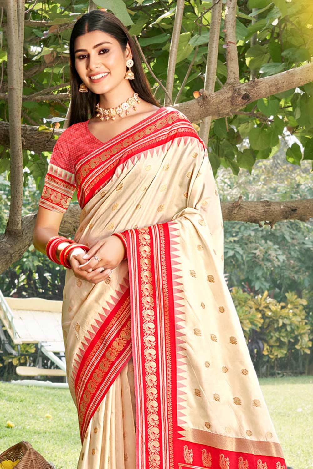 White Paithani Silk Woven Saree