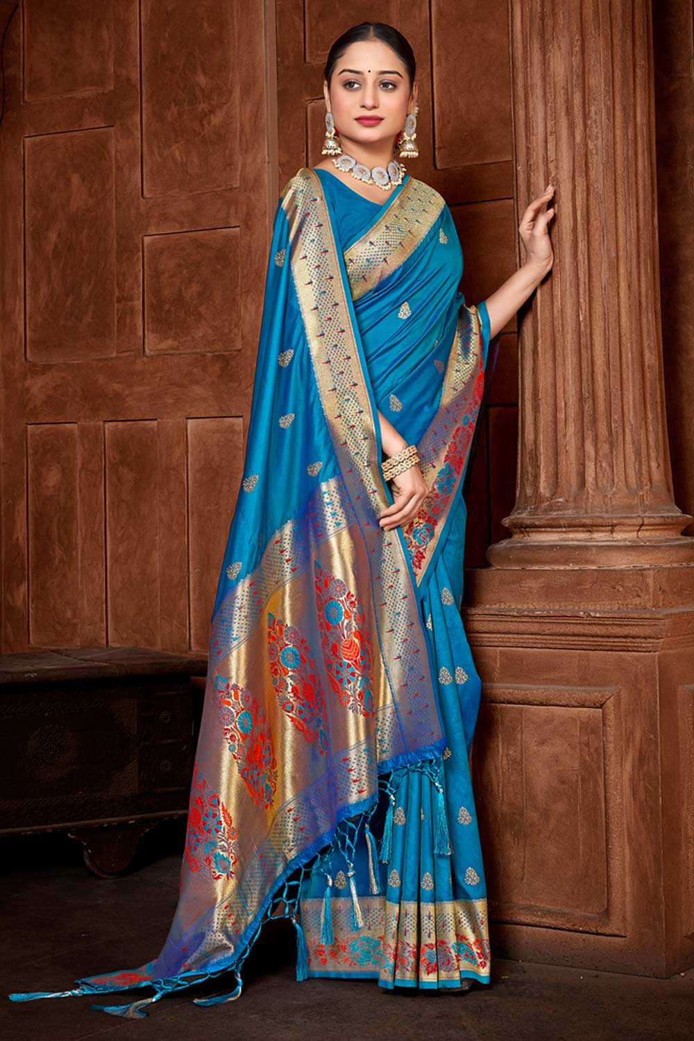 Blue Paithani Silk Woven Saree