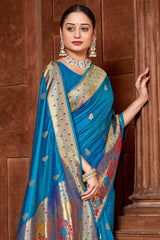 Blue Paithani Silk Woven Saree