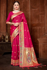 Pink Paithani Silk Woven Saree