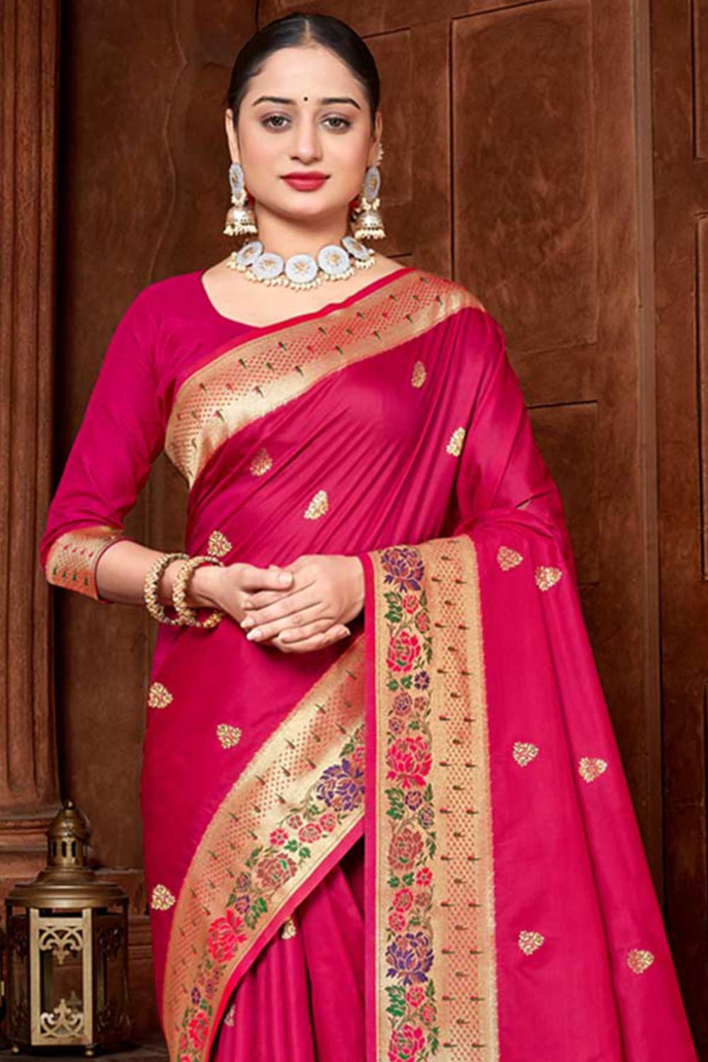 Pink Paithani Silk Woven Saree