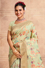 Green Cotton Woven Saree